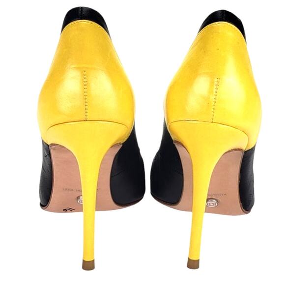 LYDIA TALAVERA THE SAVANNAH PUMP IN YELLOW & BLACK LEATHER WOMENS SIZE 8 NO BOX - Picture 4 of 8